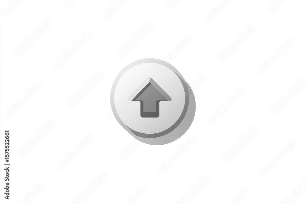 Gray upward-pointing arrow on a white pill-shaped button Gray upward-pointing arrow on a white pill-shaped button