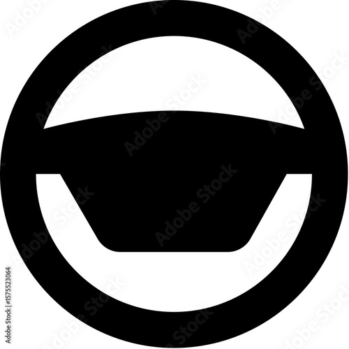 Steering Wheel black flat fill vector Icon – Symbol of Driving, Navigation, and Life Direction