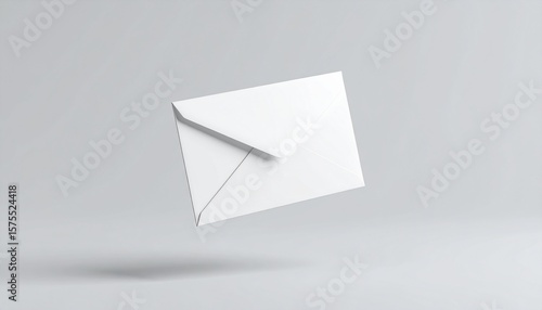 Minimalist envelope floating in air perfect for invitation, letter, or announcement. Clean concept for direct mail marketing and communication.