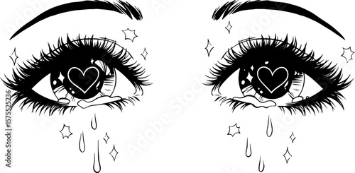Crying anime girl eyes