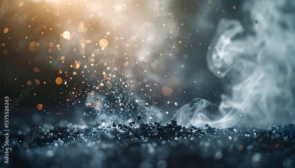 Fototapeta premium Dark Blue Abstract Background with Smoke and Sparks
