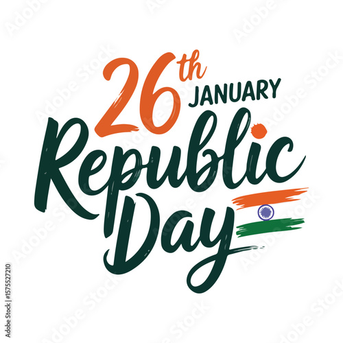 Celebrating India's Republic Day with Patriotic Fervor and National Pride Depicted in Elegant Typography and the Indian Flag