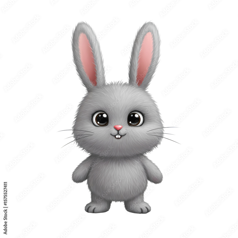 Fototapeta premium A Cute Gray Bunny Illustration isolated on transparent background