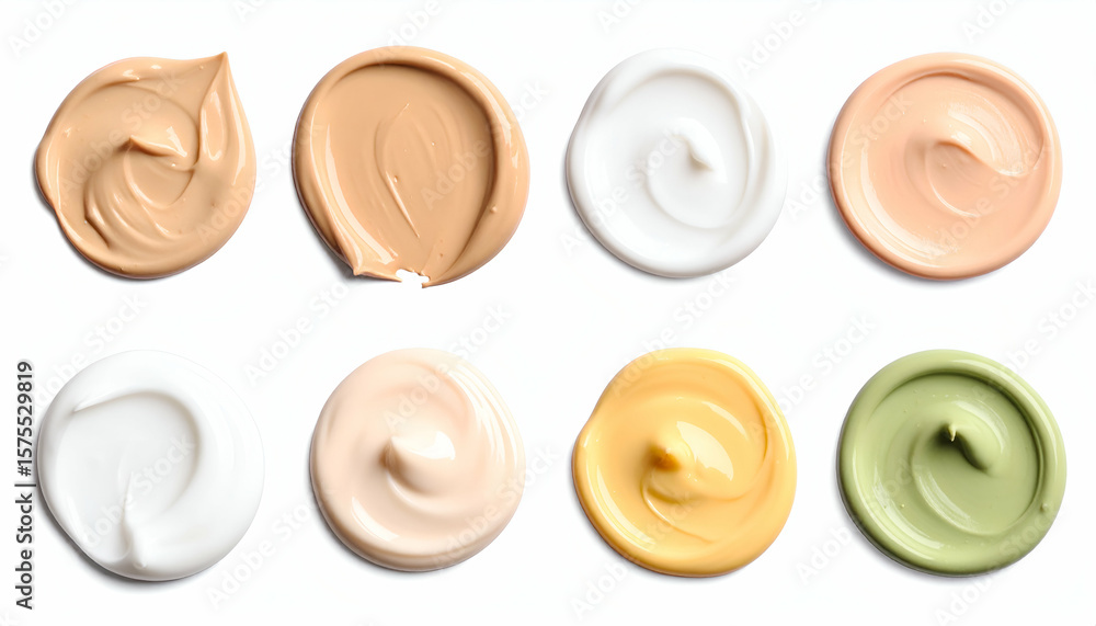 Makeup Cream Swatches with White Background. Makeup Cream Swatches with White Background.