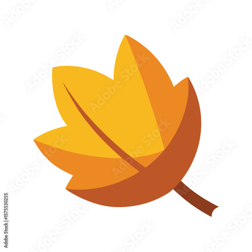 Stylized Autumn Leaf Illustration in Warm Tones on White Background