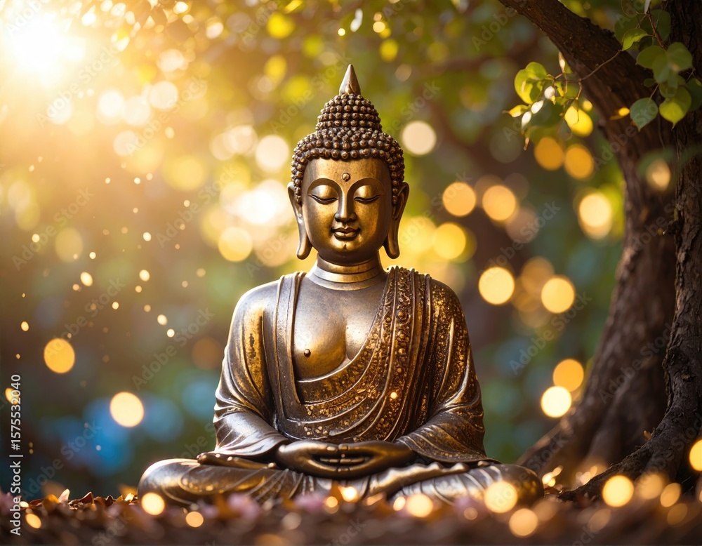 Fototapeta premium Buddha statue in a garden setting