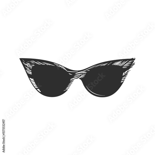 Cat-Eye Sunglasses Silhouette Illustration. Retro Fashion Accessory Design Isolated Vector Illustration