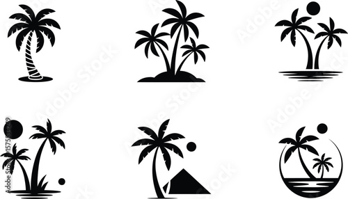 Tropical palm trees and sun beach island