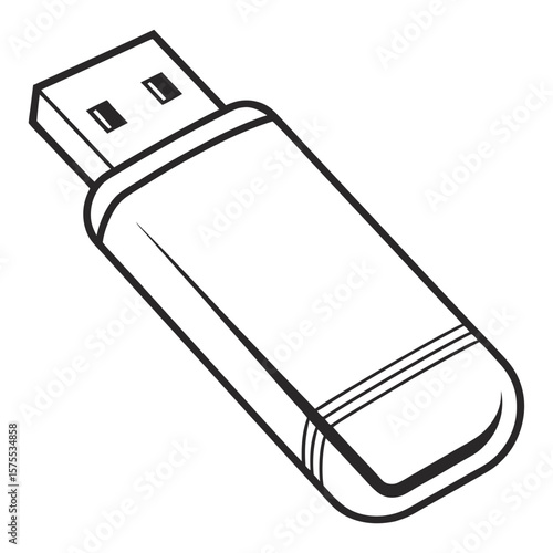 Black and White U S B Flash Drive Illustration memory stick 1