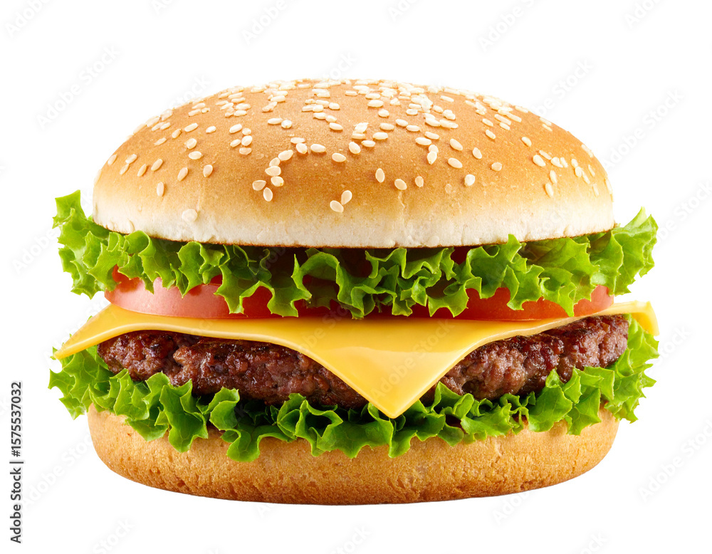Realistic Cheeseburger with Melted Cheese and Lettuce Realistic Cheeseburger with Melted Cheese and Lettuce