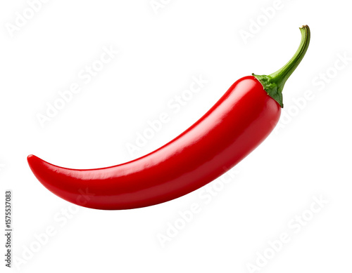 Curved Red Chili Pepper Isolated on White Background