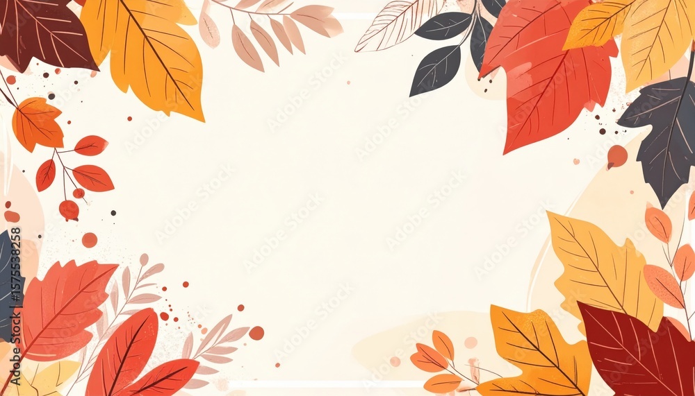 Fototapeta premium Autumn leaves falling seasonal change graphic design nature background flat lay fall aesthetic for creative projects