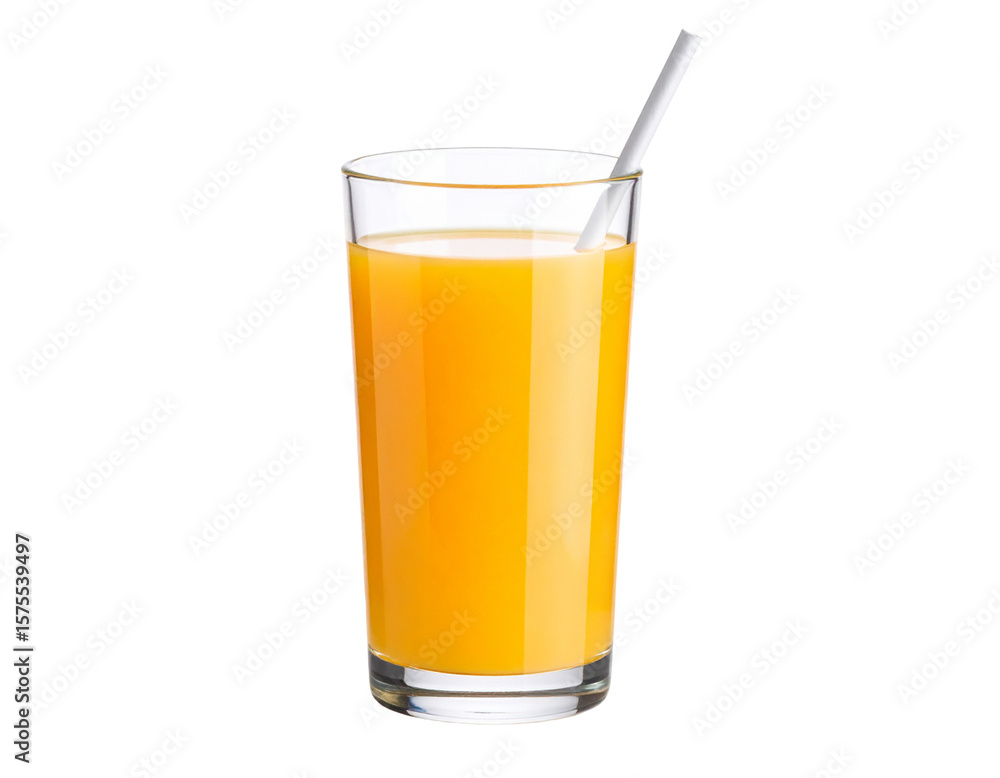 Tall Glass of Refreshing Orange Juice with Straw Tall Glass of Refreshing Orange Juice with Straw