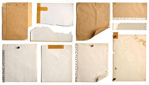 Assorted aged paper pieces