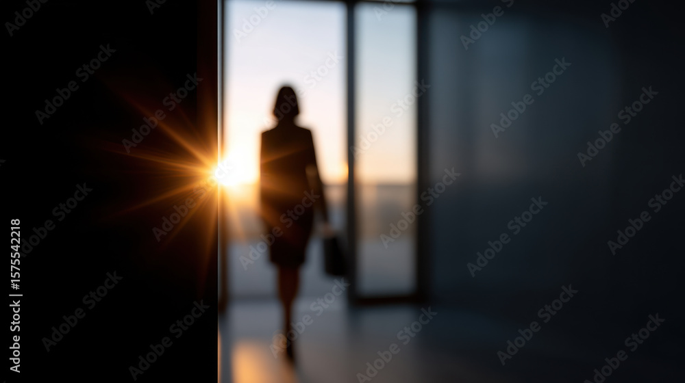 Farewell moment captures employee walking away with briefcase at sunset, symbolizing transition and new beginnings in calm atmosphere Farewell moment captures employee walking away with briefcase at sunset, symbolizing transition and new beginnings in calm atmosphere