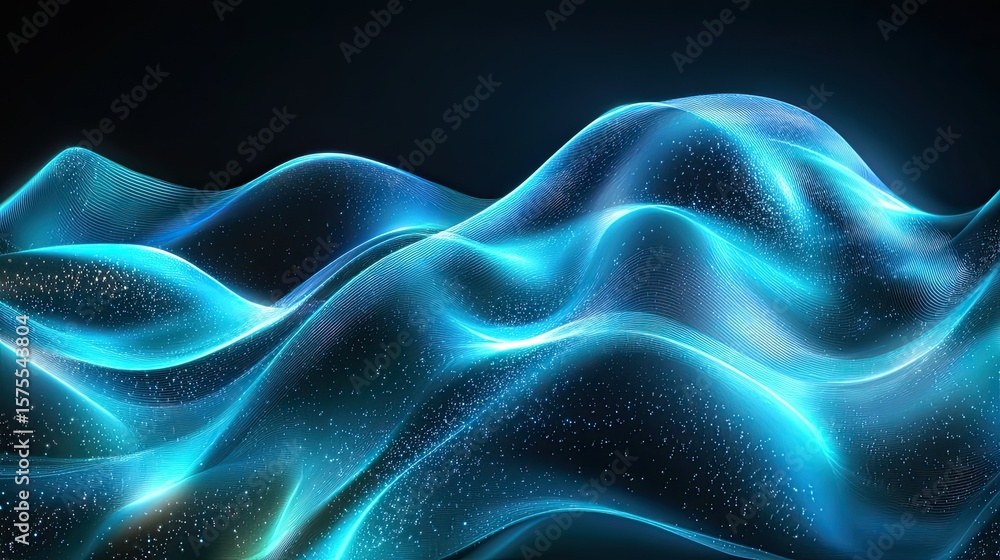 Obraz premium Glowing aqua curve abstract background with soft light waves for futuristic or tech themes