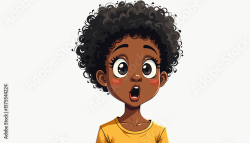 Surprised young Black girl expressing wonder, joyful innocence