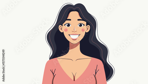 Smiling trans woman expresses joy in cheerful illustration, inclusivity