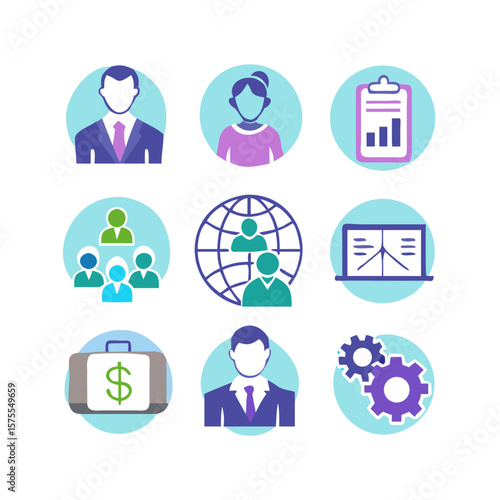 Set of business people icons vector illustration for office team management and communication design