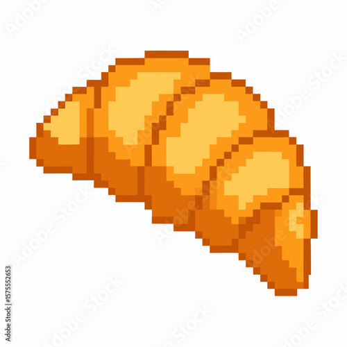 Pixel Art Croissant Illustration Retro Bakery Icon in 8 Bit Style
