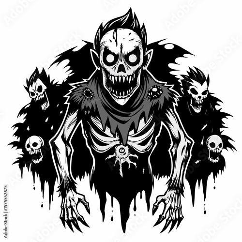 Grim Zombie Horde Illustration Eerie and Dark Art Design
