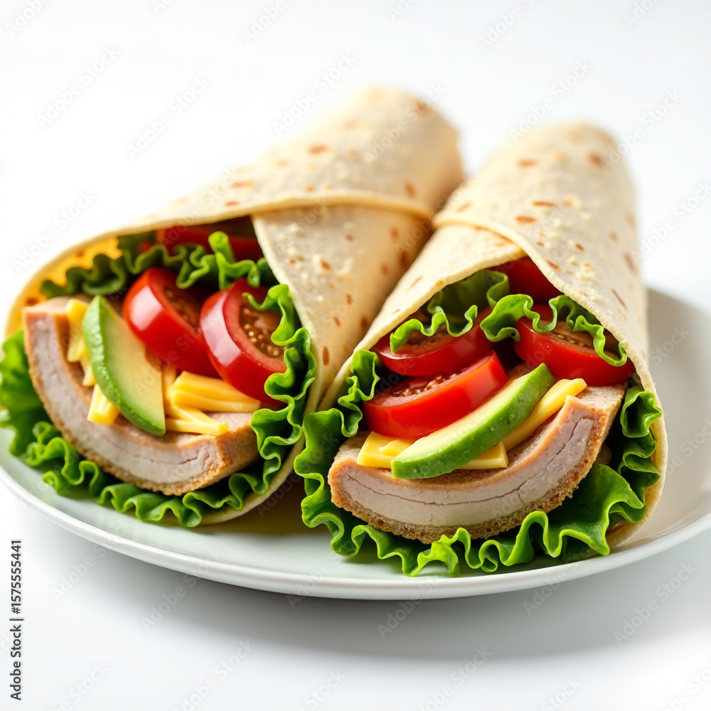 Obraz premium Title: Delicious California Club Wrap with Avocado and Bacon