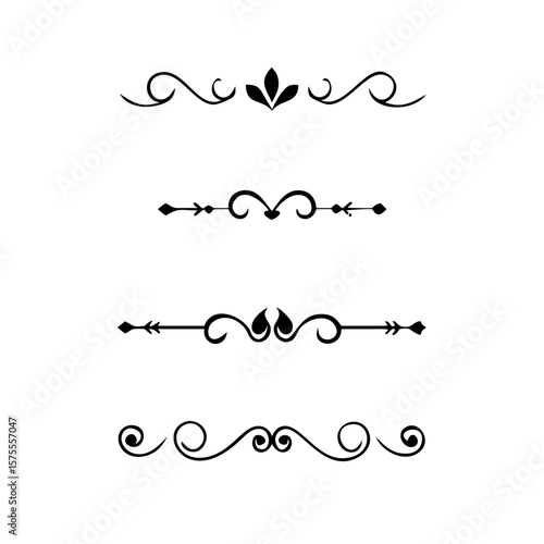 Set of Vintage decorative lines. text dividers. Line border. Lines separators, Borders, Vintage dividers, Underline elements. Divider set vector. Vector illustration.Line dividers.	