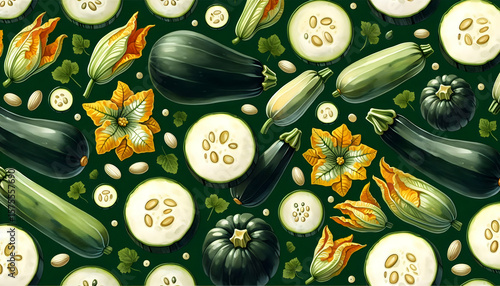 Vibrant Zucchini and Squash Pattern for Kitchen Wallpaper.
Seamless Summer Harvest Vegetable Background Design.
Rustic Farm-to-Table Pattern for Restaurant Decor.
