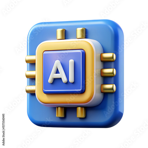 3d icon of 3d render of an artificial intelligence chip isolated on transparent background