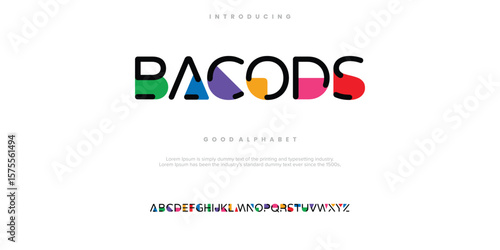 BACODS colorfull Modern minimal abstract alphabet fonts. Typography technology, electronic, movie, digital, music, future, logo creative font. vector illustration