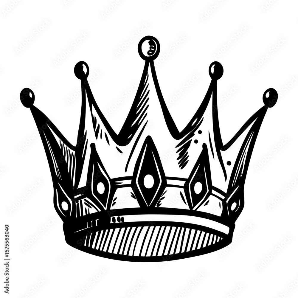 Elegant Hand Drawn Crown Illustration for Royalty Themed Designs Elegant Hand Drawn Crown Illustration for Royalty Themed Designs