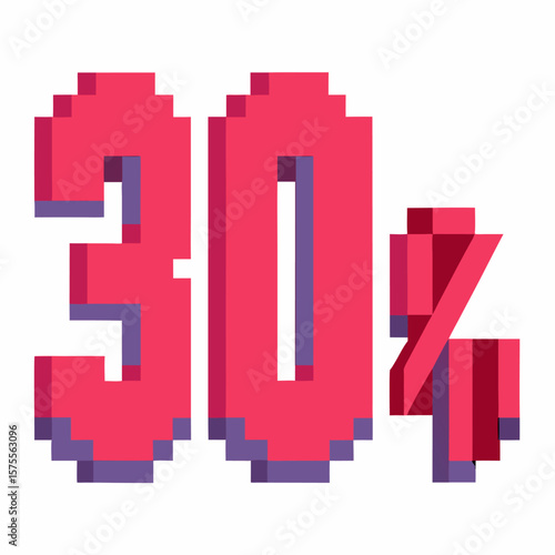 Retro Style  Pixel Art 30 Percent Discount Illustration