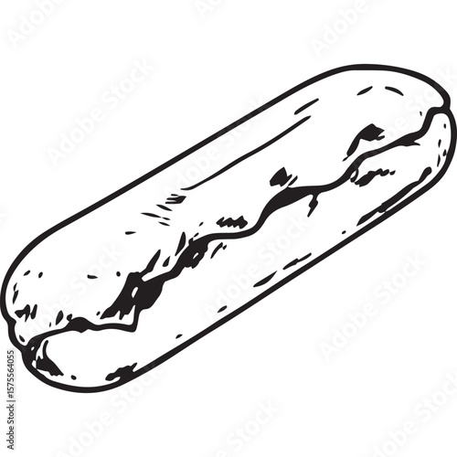 Sleek black-and-white eclair icon, perfect for bakery art
