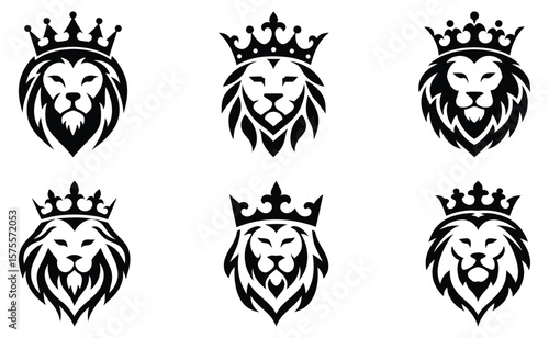 Lion Silhouette with Crown Logo on White – Royal Heraldic Icon