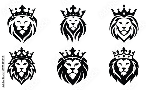 Lion Silhouette with Crown Logo on White – Royal Heraldic Icon