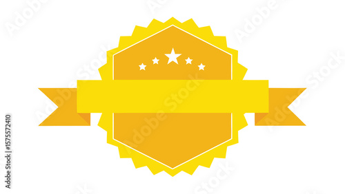 Yellow star badge award ribbon template for achievement and recognition designs