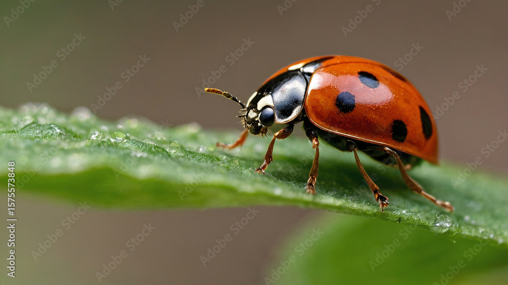 Naklejka premium ladynug on a leaf