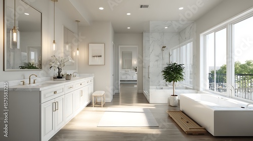 Wallpaper Mural Bright and airy modern bathroom showcasing elegant design and amenities . Torontodigital.ca