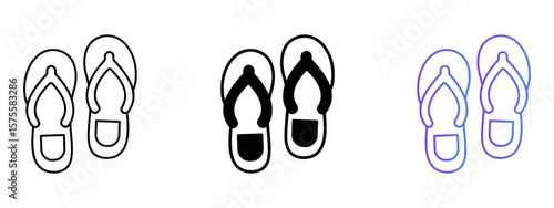 Flip Flops Icon Set – Line, Glyph, and Gradient Styles
