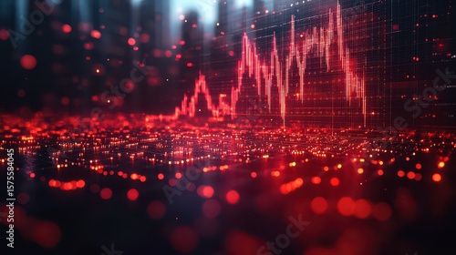 Red market with crash over city at night.