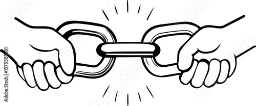 Tariff impact on busines icon showing two hands breaking chain symbolizing restriction