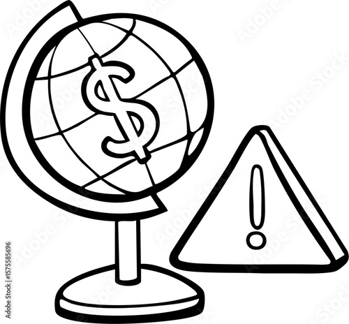 Tariff impact on business icon shows global finance risk with warning sign and dollar symbol