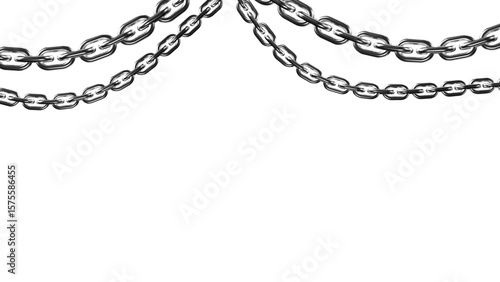 Three glistening silver chains cascade down against a solid black backdrop, offering a stark contrast and modern aesthetic, transparent background