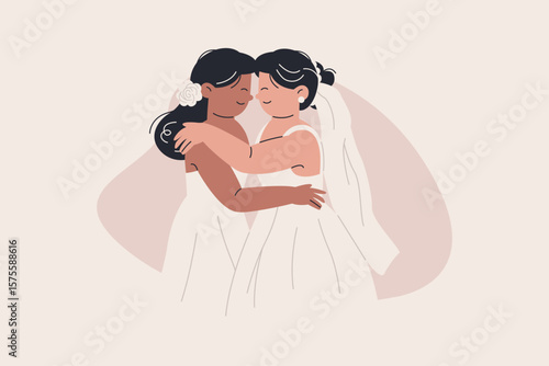 Illustration of Female Same Sex Wedding