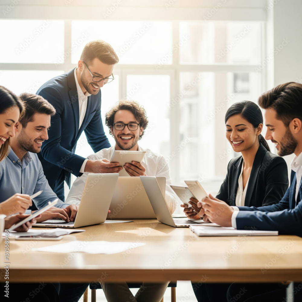 Obraz premium Diverse Business Team Collaborating and Working Together in Modern Office