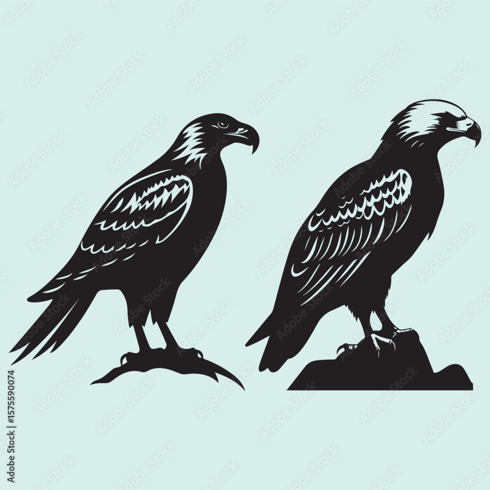 Obraz premium Flying Bald Eagle Silhouette Icon
