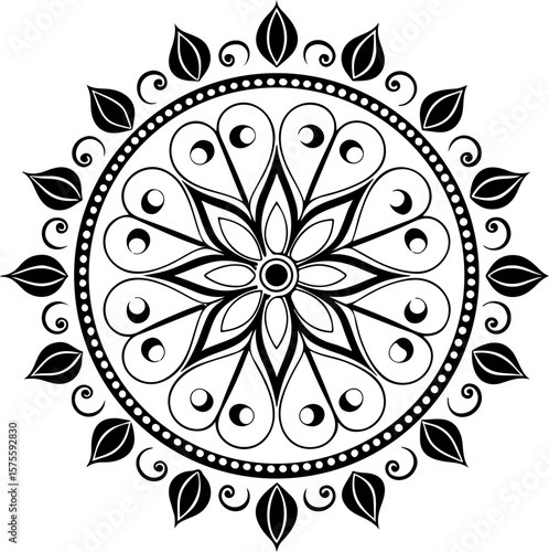 mage features a set of three intricate black and white floral designs, each with a unique style and layout. The designs are composed of swirling, curvilinear patterns that resemble stylized plants or 