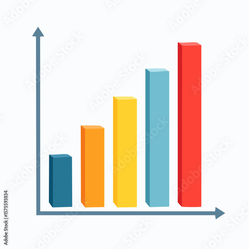 A colorful bar graph illustrating increasing data values on a white background.