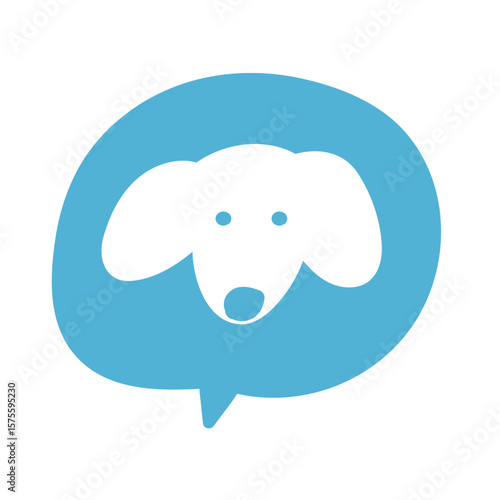 Dog face. Speech bubble. Flat vector illustration on white background.