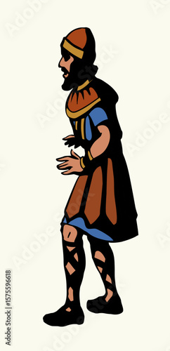 Vector drawing. The king looks ahead